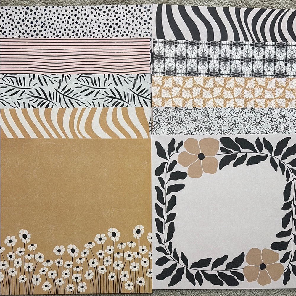 Floral and Geometric Patterned Scrapbook Paper